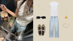 パリジェンヌ 夏 ファッション パリ旅行 服装　Tシャツ ジーンズ